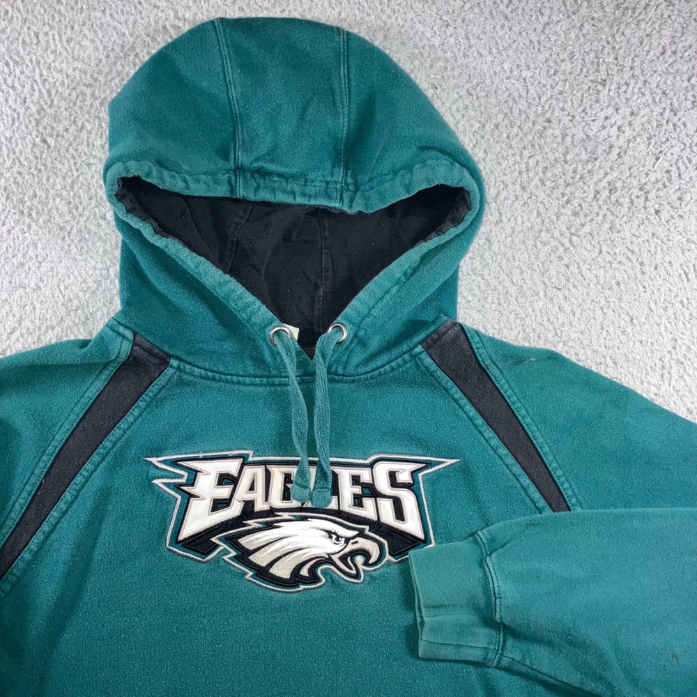 Vintage NFL Philadelphia Eagles Hoodie XL Pullover Sweatshirt Green Distressed